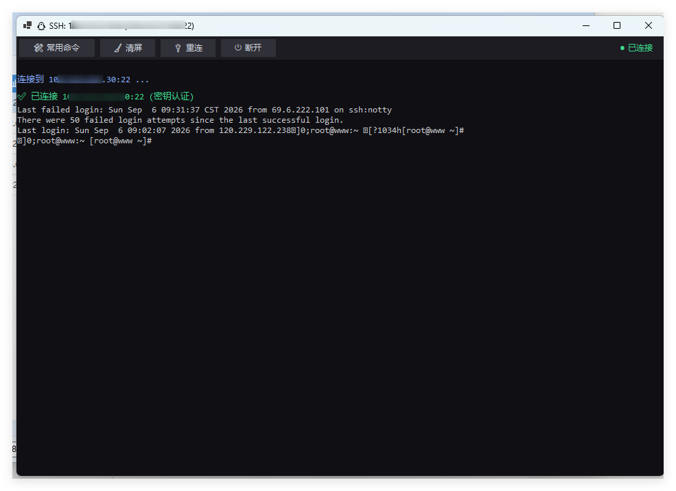 SSH 终端操作界面截图